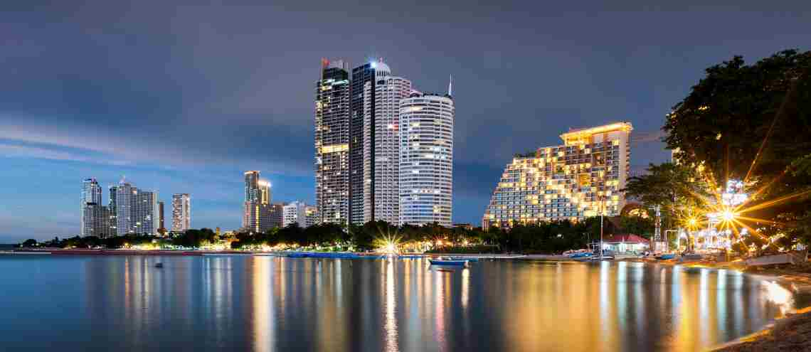 View at night by the sea, Pattaya, Thailand