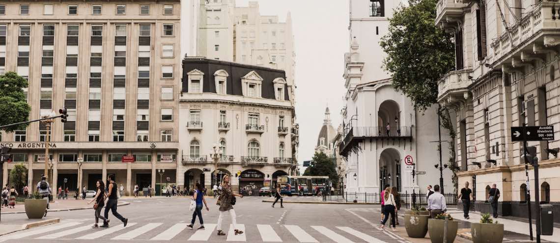 View of street and architecture in Buenos Aires Argentina