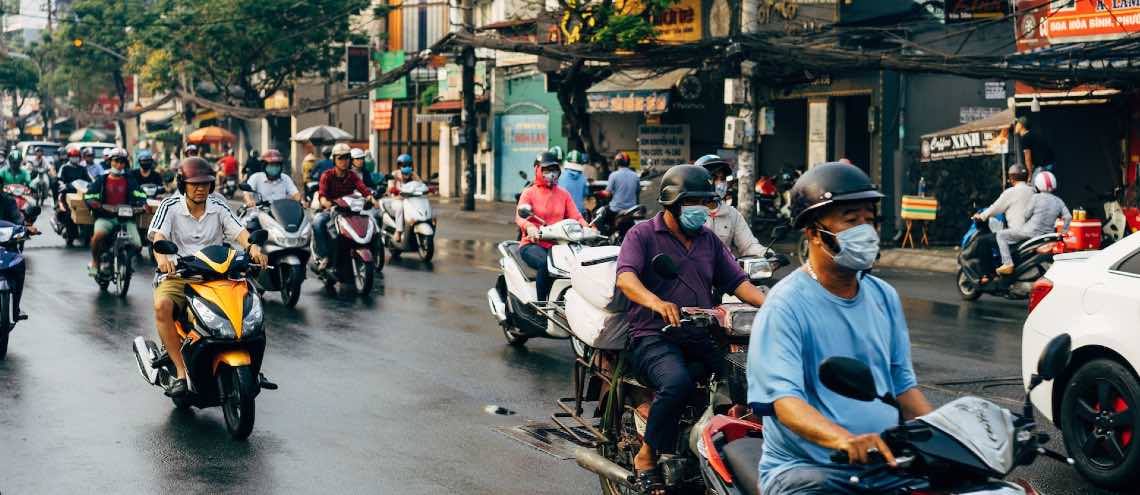 Motorcycles in the streets of Ho Chi Minh Vietnam