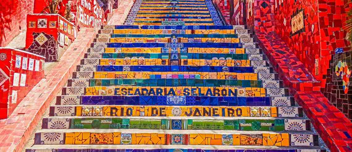 Colorful stairs in Rio De Janeiro Brazil