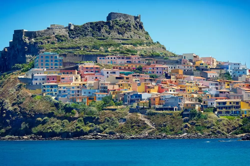 Castelsardo Sardinia Italy Hillside view from the Ocean