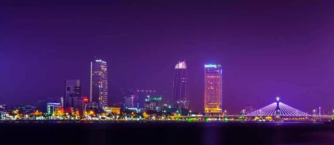Cityscape of Danag city in Vietnam at night