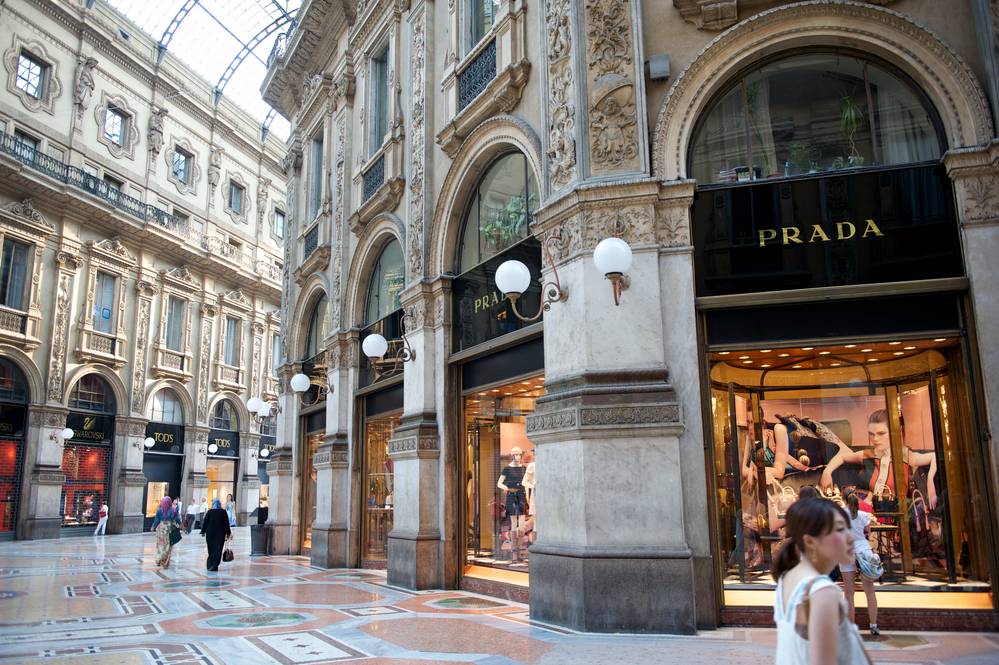 Prada Storefront in Milan Italy