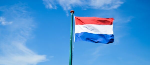 Dutch flag with the sky as a backdrop