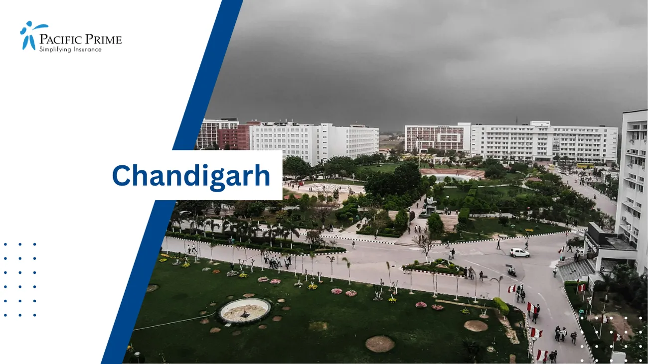 Image of Aerial View Of A Lush Green Park In Chandigarh, India with text overlay of "Chandigarh"