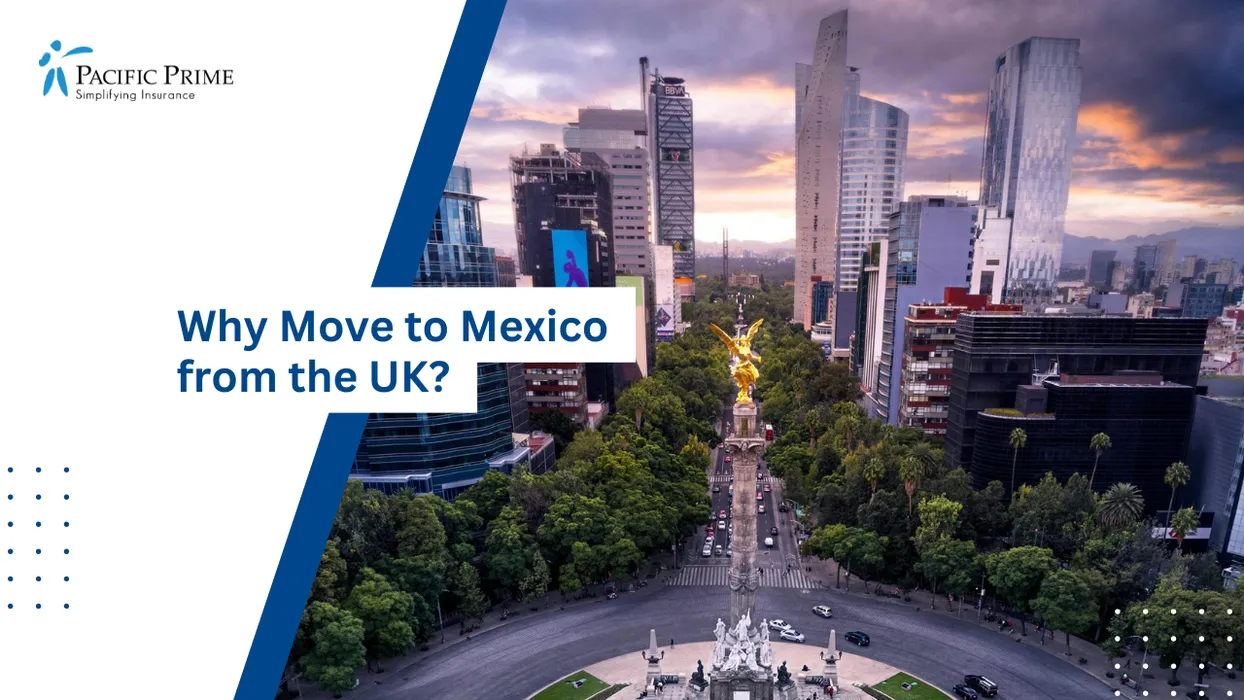 Image of Aerial View Of A Mexico City Roundabout Surrounded By Busy Streets And Urban Towers with text overlay of "Why Move to Mexico from the UK?"