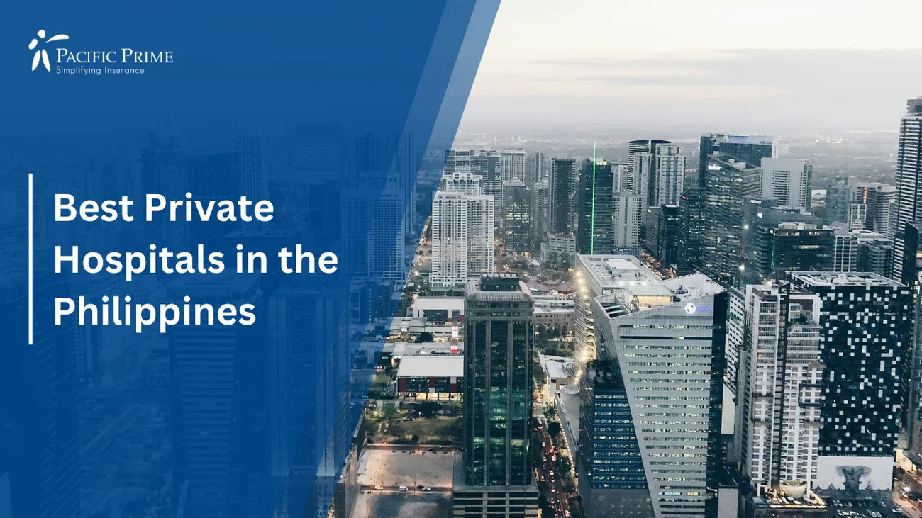 Image of Aerial View Of Bonifacio Global City Buildings, Taguig, Metro Manila, Philippines with text overlay of "Best Private Hospitals in the Philippines"