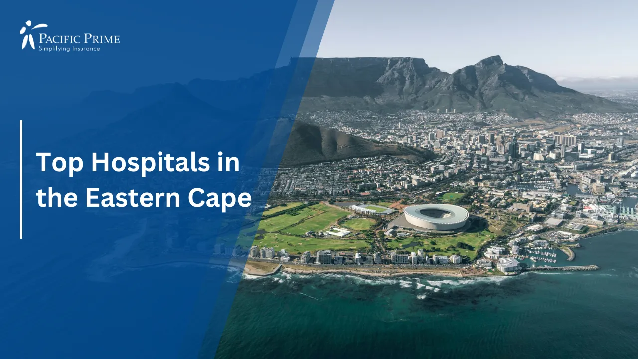 Image of Aerial View Of Cape Town Cityscape With Mountains In The Background with text overlay of "Top Hospitals in the Eastern Cape"