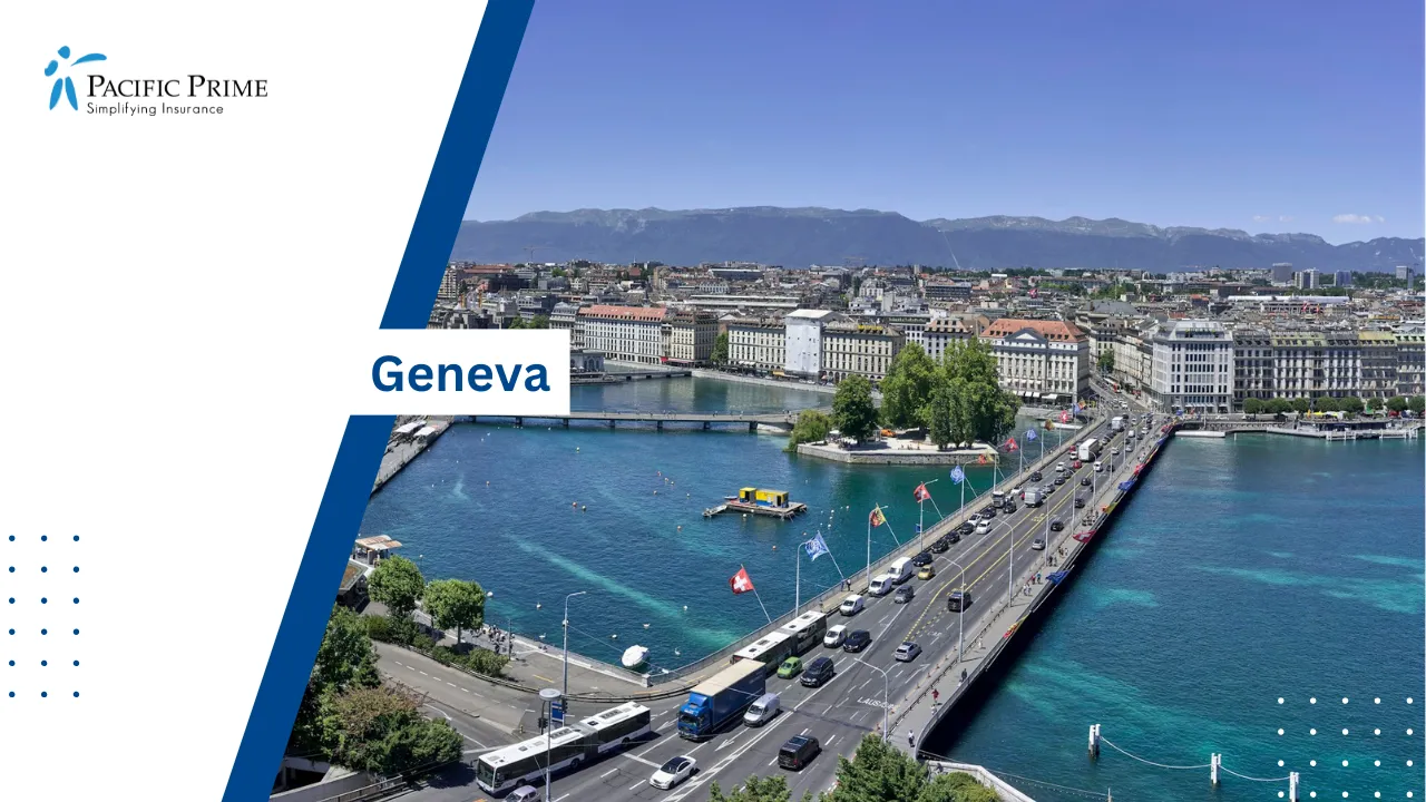 Image of Aerial View Of Geneva City Buildings Along The Lake During Daytime with text overlay of "Geneva"