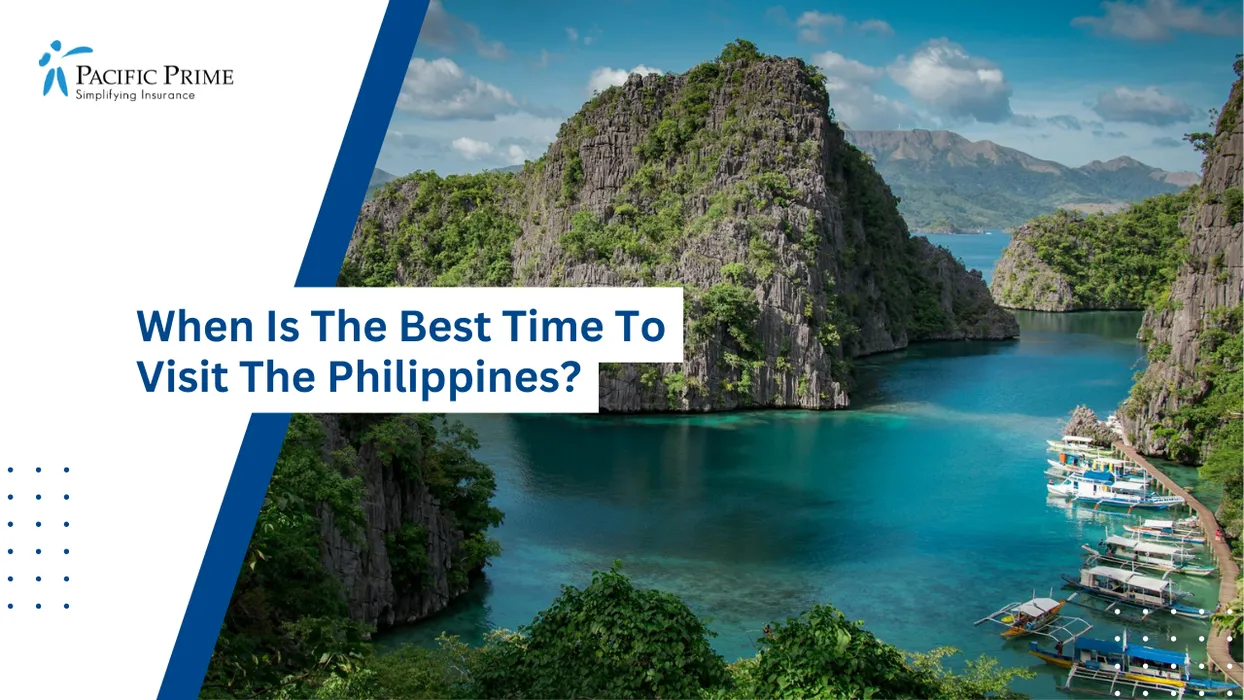 Image of Aerial View Of Rugged Coastal Rock Formations Surrounded By Ocean Waters with text overlay of "When Is The Best Time To Visit The Philippines?"