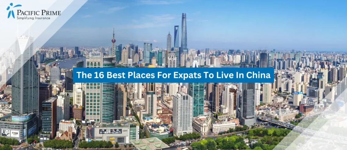 Image of Aerial View Of Shanghai Cityscape With Dense Concrete Buildings with text overlay of "The 16 Best Places For Expats To Live In China"