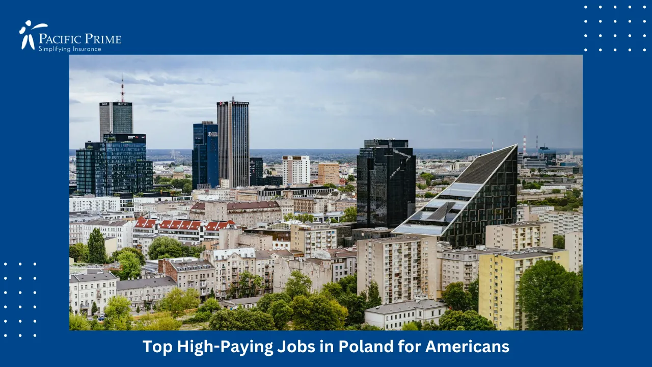 Image of Aerial View Of Warsaw Featuring Modern Architecture And City Skyline with text overlay of "Top High-Paying Jobs in Poland for Americans"