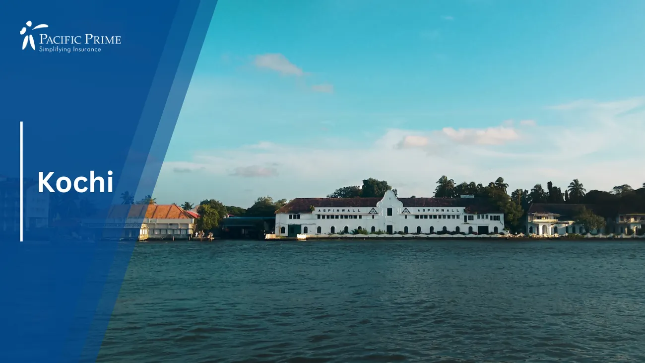 Image of Aspinwall House By The Water In Fort Kochi, Kerala, India with text overlay of "Kochi"