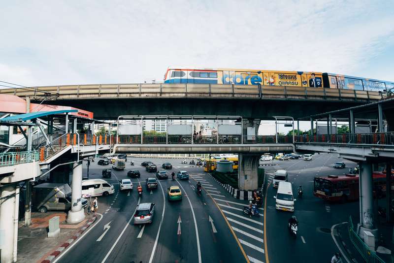 Bangkok Bridge: Train Over Freeway
