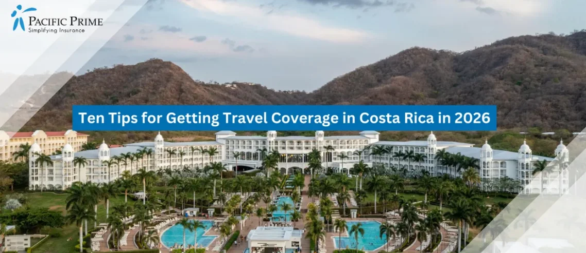 Image of Beachfront Resort Surrounded By Tropical Greenery In Matapalo, Guanacaste Region with text overlay of "Ten Tips for Getting Travel Coverage in Costa Rica in 2026"