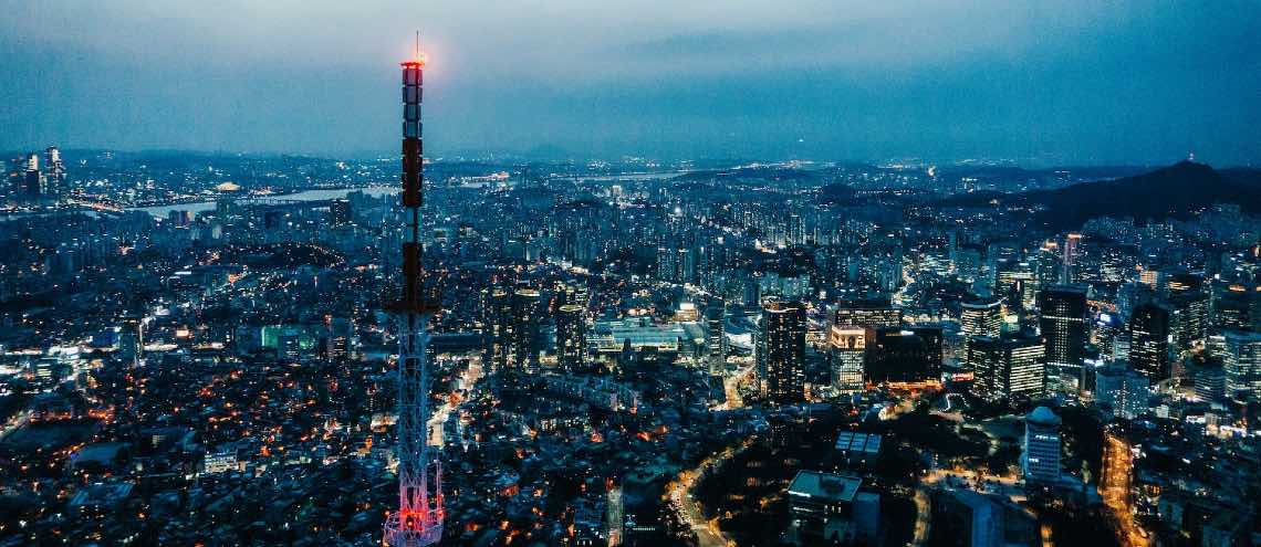 City skyline at night in Seoul, South Korea