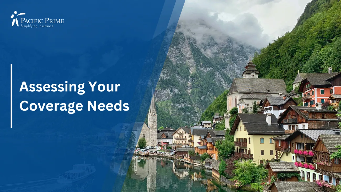 Image of Boat Approaching Dock Near City In Hallstatt, Austria with text overlay of "Assessing Your Coverage Needs"