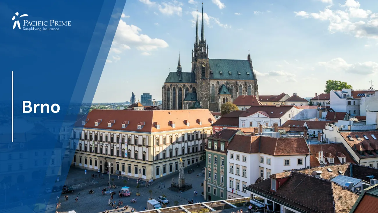 Image of Brno Cityscape With Numerous Modern And Historic Buildings with text overlay of "Brno"