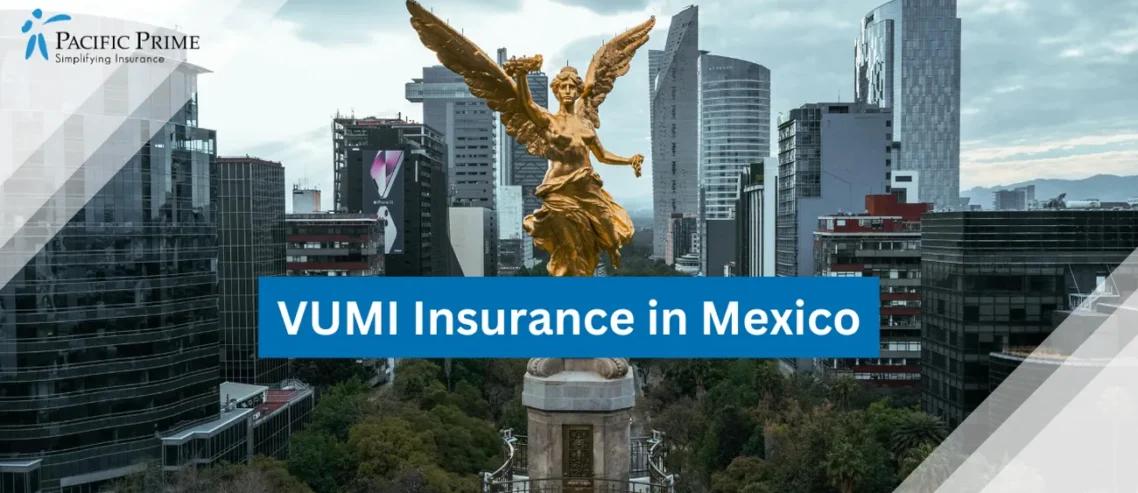 Image of Close-Up View Of Mexico City's Angel Of Independence Statue with text overlay of "VUMI Insurance in Mexico"