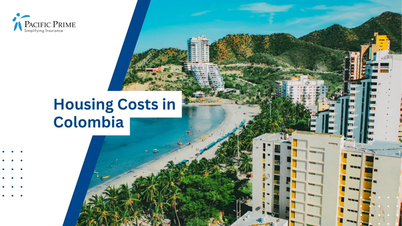Image of Coastal Buildings In Santa Marta With Beach In The Foreground with text overlay of "The Cost of Living in Colombia"