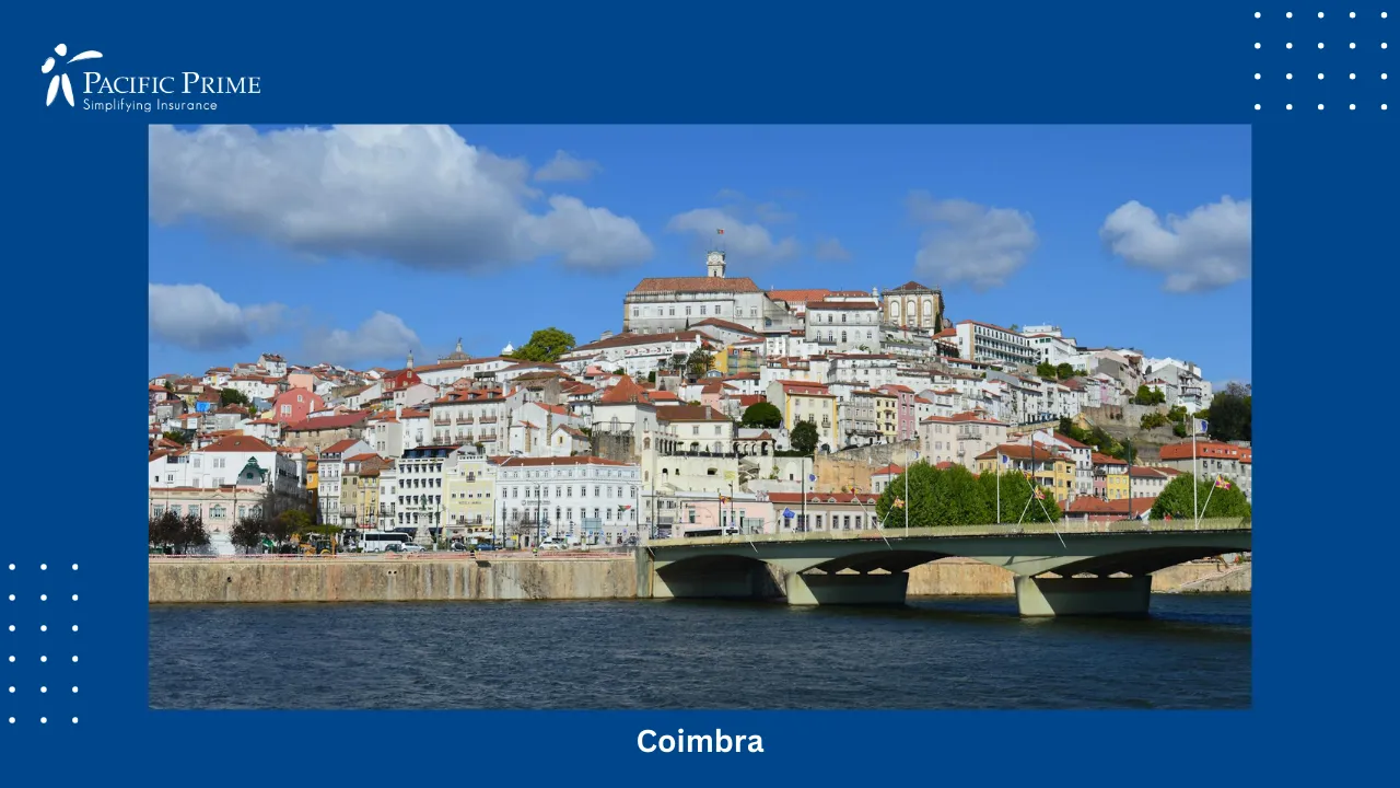 Image of Coimbra City Buildings Under Clear Blue Sky During Daytime with text overlay of "Coimbra"