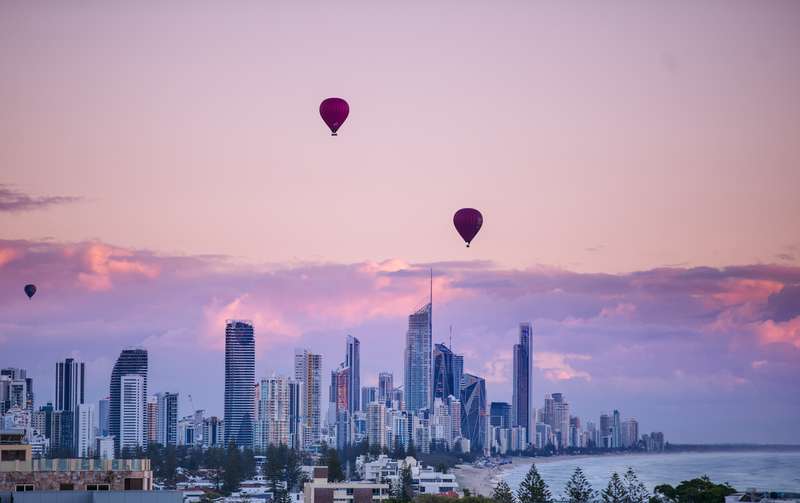 Colorful Hot Air Balloons Grace Surfers Paradise, Gold Coast - A Top Expat Haven