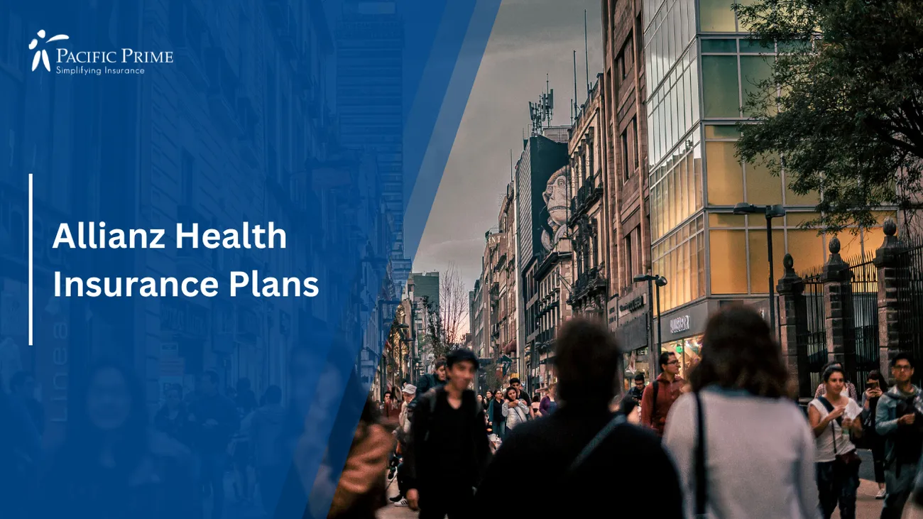 Image of Crowd Walking On Street In Mexico City with text overlay of "Allianz Health Insurance Plans"