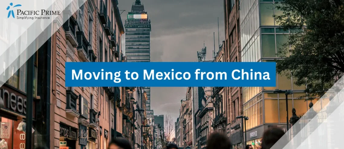 Image of Crowded Street In Mexico City with text overlay of "Moving to Mexico from China"