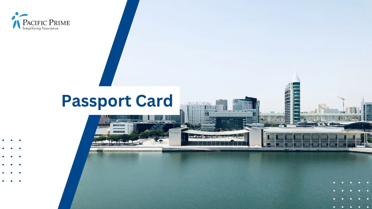 Image of Daytime City Skyline By The Water At Cais Português, Lisbon, Portugal with text overlay of "Passport Card"