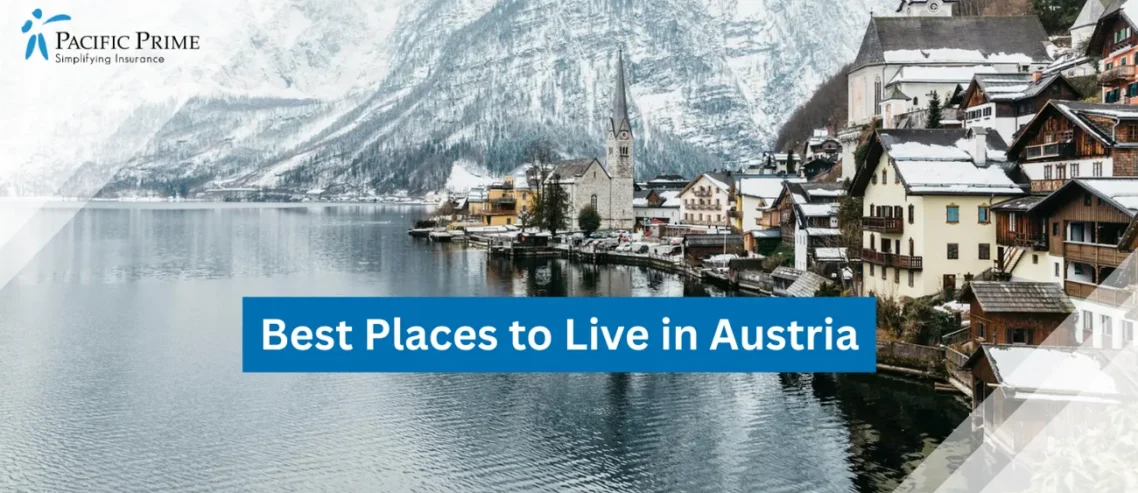 Image of Daytime Lake View In Hallstatt, Upper Austria, Austria with text overlay of "Best Places to Live in Austria"