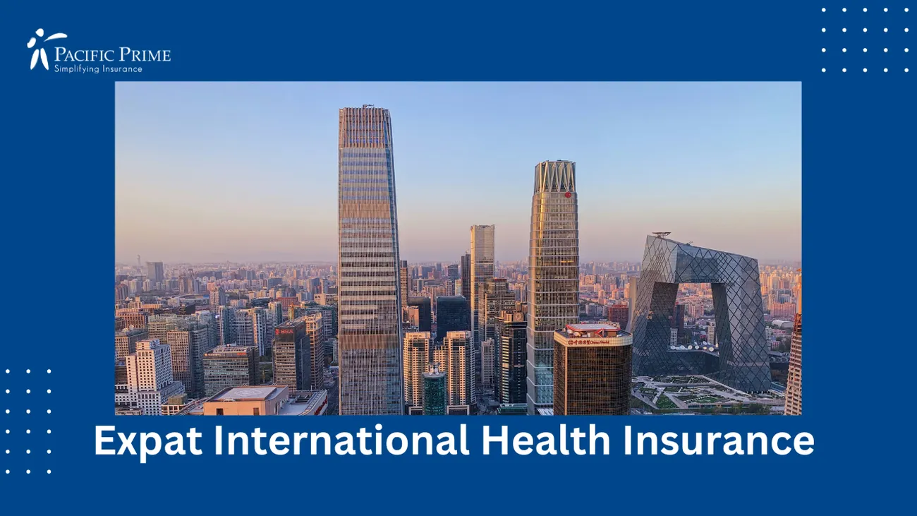 Image of Daytime View Of Park Hyatt Beijing Hotel And Surroundings with text overlay of "Expat International Health Insurance "