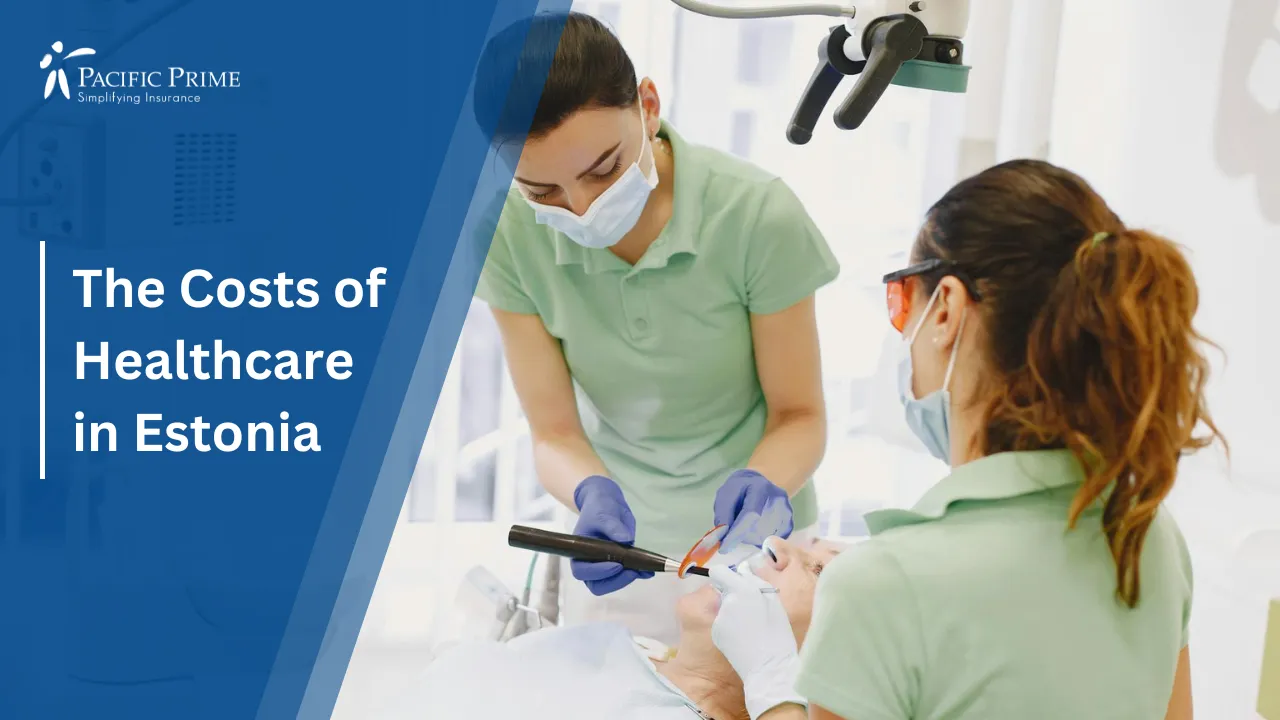 Image of Dental Procedure In Progress At A Bright Modern Clinic with text overlay of "The Costs of Healthcare in Estonia"
