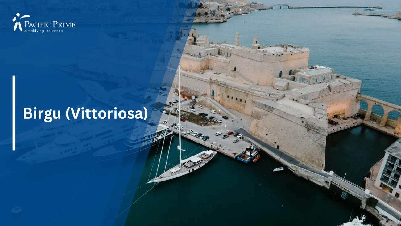 Image of Docked Ships In Birgu, Malta With Scenic Maritime Views with text overlay of "Birgu (Vittoriosa)"