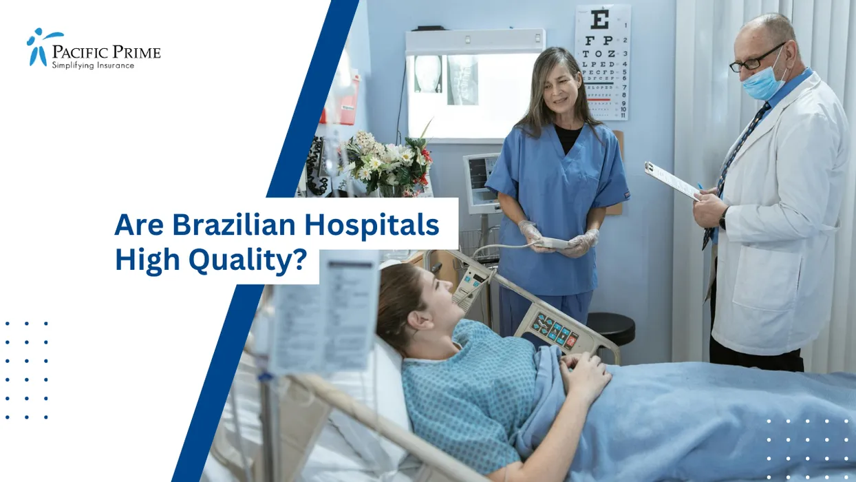 Image of Doctor And Nurse Caring For A Female Patient In A Hospital Room with text overlay of "Are Brazilian Hospitals High Quality?"