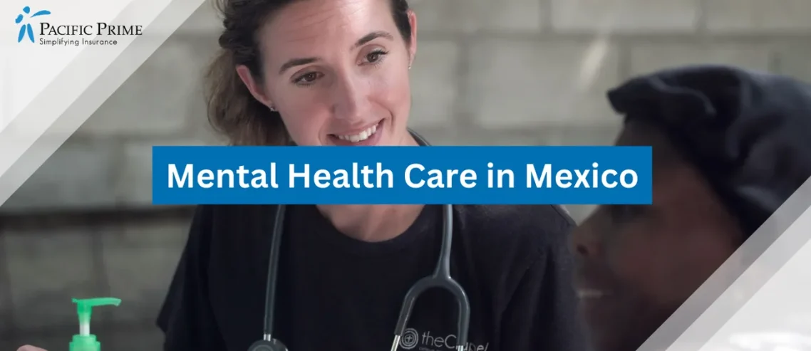 Image of Doctor Consulting With A Patient At A Mental Hospital with text overlay of "Mental Health Care in Mexico"