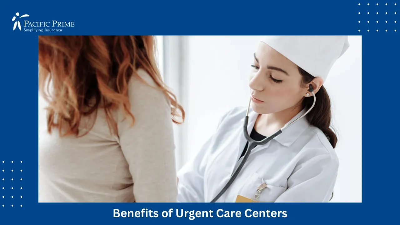 Image of Doctor Examining Patient During A Medical Check-up with text overlay of "Benefits of Urgent Care Centers"