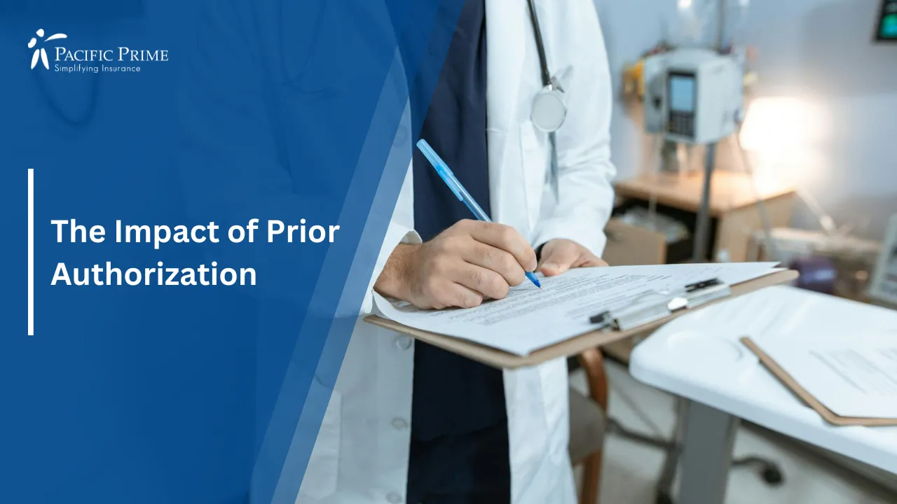 Image of Doctor Filling Out A Medical Chart With Pen with text overlay of "The Impact of Prior Authorization"