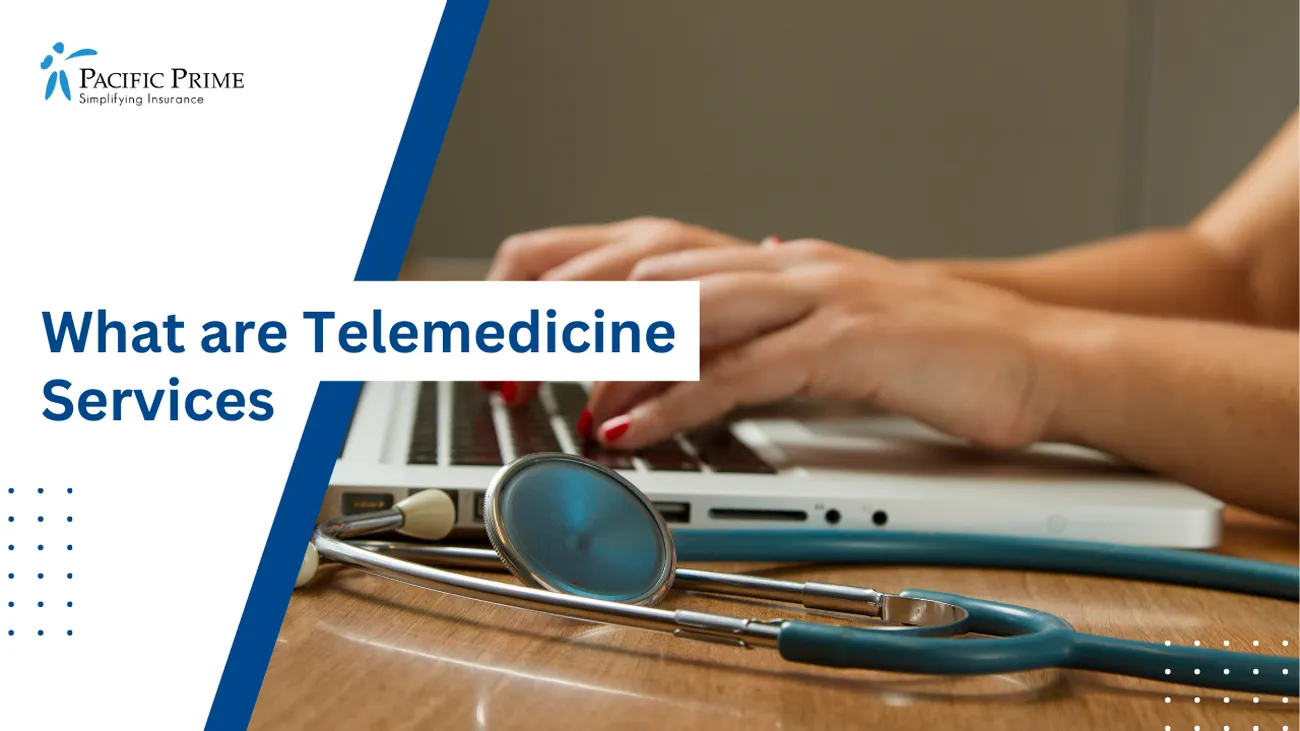 Image of a Doctor With Stethoscope And Laptop, Key For Telemedicine with text overlay of "What are Telemedicine Services"