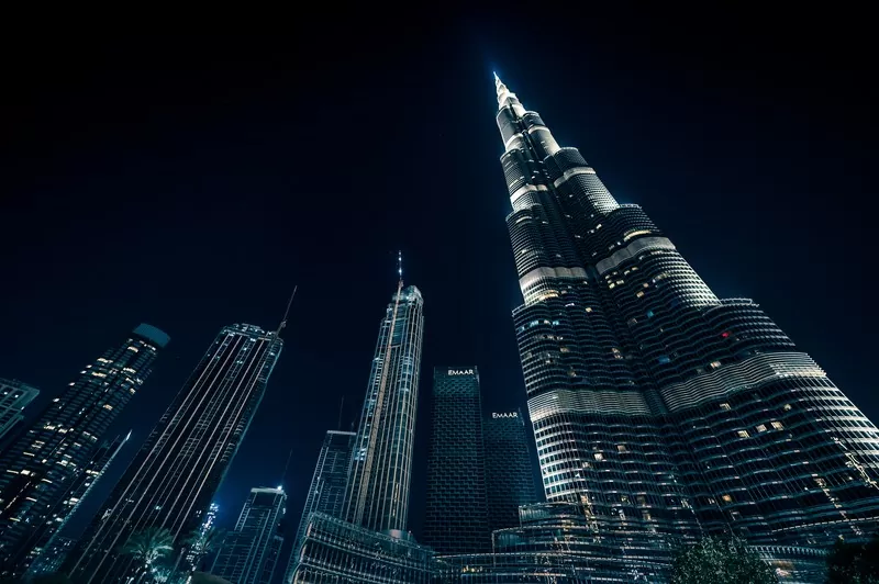 Dubai City Night Skyline, UAE: Salary Guide for Relocation