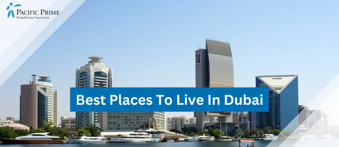 Image of Dubai Creek Skyline During Daytime Over Glistening Water with text overlay of "Best Places To Live In Dubai"