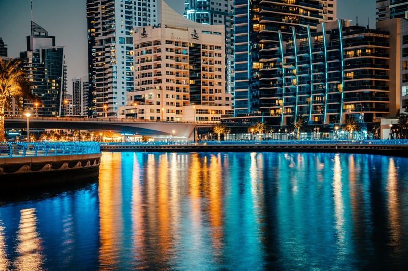 Dubai Marina Night Lights, Luxurious Travel