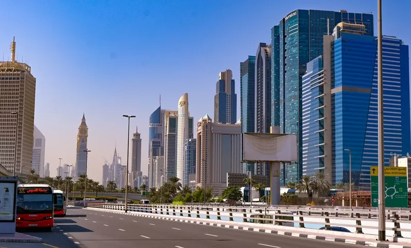 Dubai Skyline With Skyscrapers