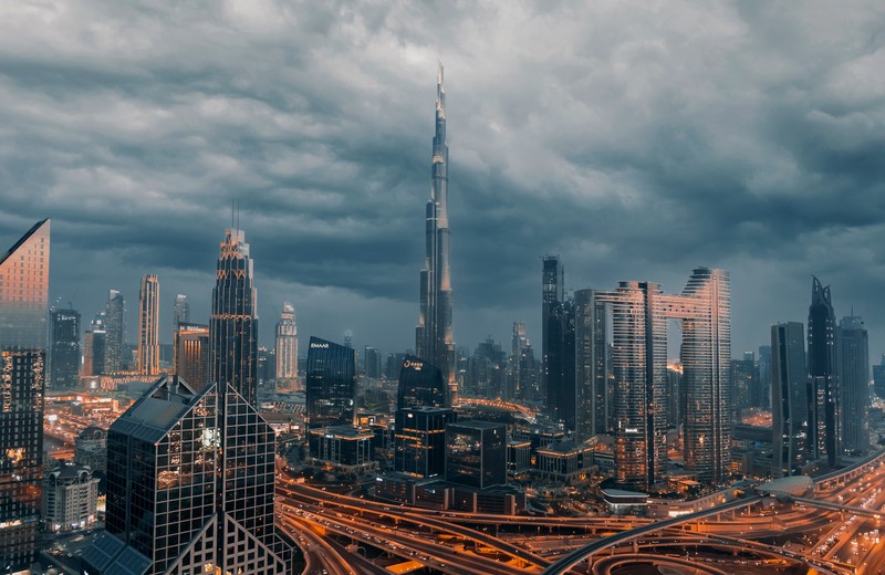 Dubai's Futuristic Cityscape Viewed From Downtown