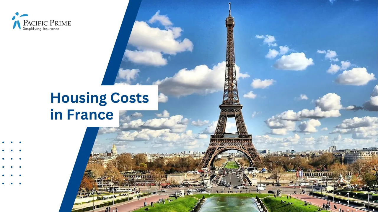 Image of Eiffel Tower Under Blue Sky With Scattered Clouds In Paris with text overlay of "Housing Costs in France"