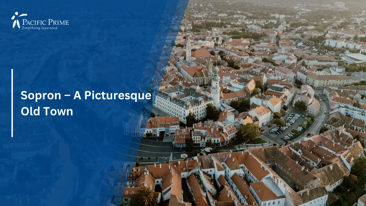 Image of Elevated View Over Sopron’s Old Town Rooftops And Compact Streets Near The Austrian Border with text overlay of "Sopron – A Picturesque Old Town"