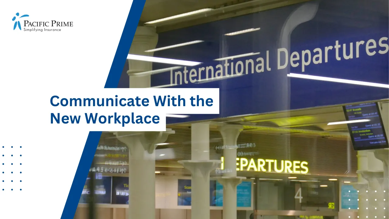 Image of Eurostar International Departures Area In London Terminal with text overlay of "Communicate With the New Workplace"