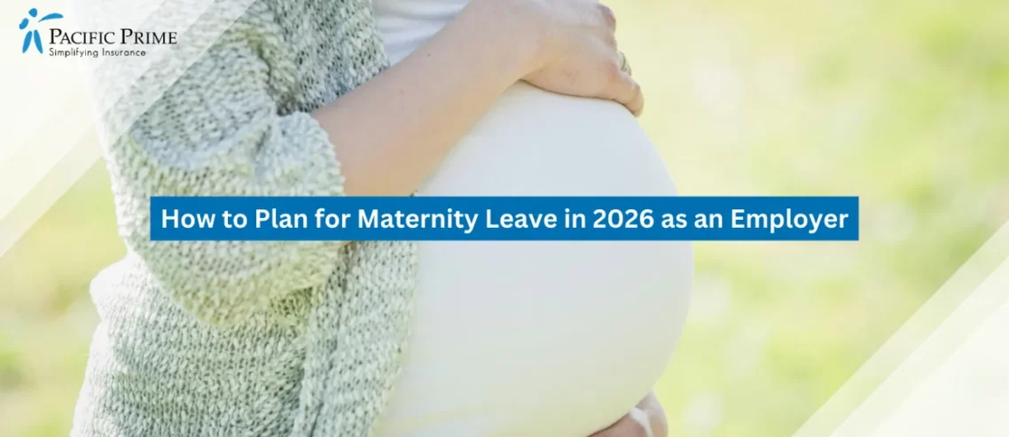 Image of Expectant Mother Gently Holding Her Baby Bump With Both Hands During Pregnancy with text overlay of "How to Plan for Maternity Leave in 2026 as an Employer"