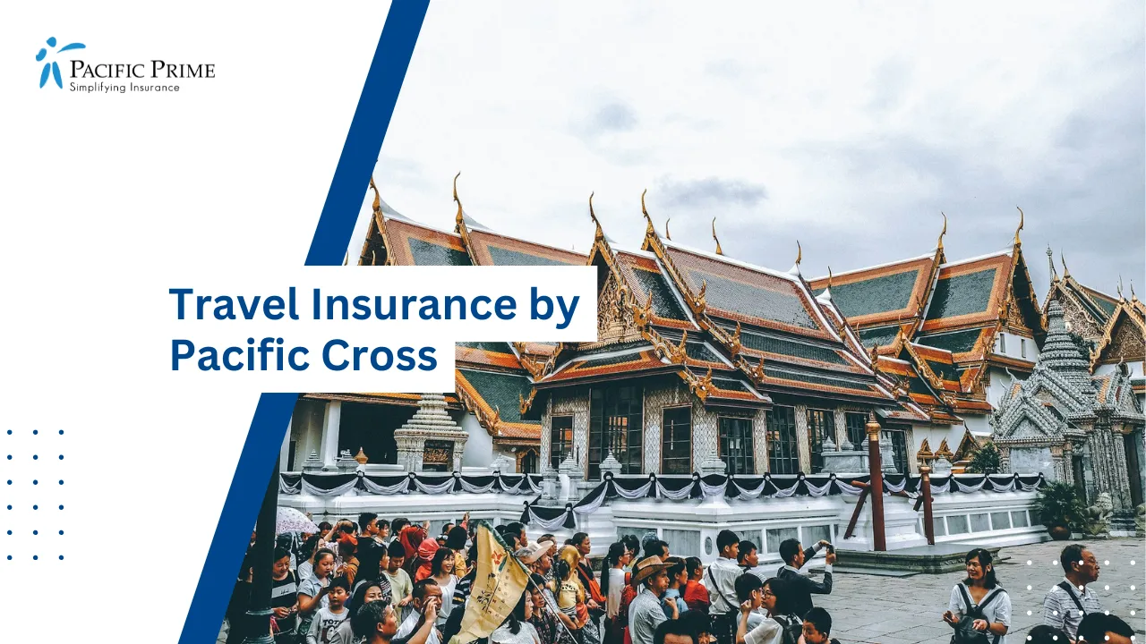 Image of Exterior View Of The Grand Palace In Bangkok, Thailand with text overlay of "Travel Insurance by Pacific Cross"