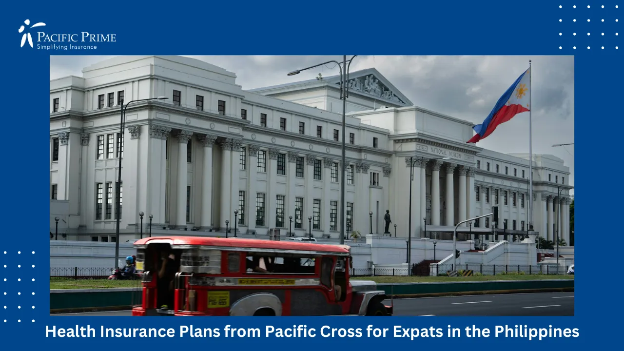 Image of Exterior View Of The National Museum Of Fine Arts In Manila with text overlay of "Health Insurance Plans from Pacific Cross for Expats in the Philippines"