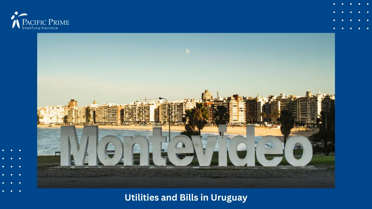 Image of Famous Montevideo Landmark Near The Beach In Uruguay with text overlay of "Utilities and Bills in Uruguay"